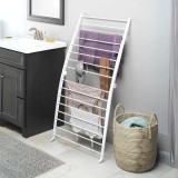 Uscator de rufe pliabil, compact, cu 16 suporturi, dimensiuni 165 x 68 cm, din metal, usor de depozitat, greutate maxima suportata 32 kg, alb