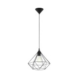 Pendul vintage Eglo Tarbes negru, 1xE27, 325 mm, inaltime reglabila, design modern