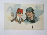 Carte postala necirculata costume orientale(turcesti) anii 20, Turcia, Printata