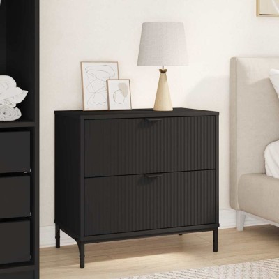 vidaXL Noptieră cu sertar Negru 63.5 x 36 x 61 cm Lemn compozit 883465 foto