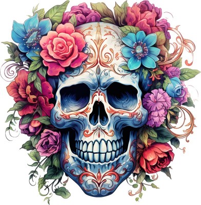 Sticker decorativ, Skull, Albastru, 61 cm, 1357STK-3 foto