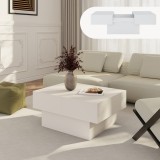 Masuta de cafea extensibila Lens, alba, cu spatiu de depozitare 80x60x36 cm