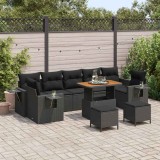 VidaXL Set de canapele pentru grădină 10 pcs Negru poliratan