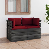 Canapea gradina din paleti, 2 locuri, cu perne, lemn masiv pin GartenMobel Dekor, vidaXL