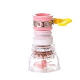 Extensie universala pentru robinet, cu prelungitor flexibil, cu particule pentru filtrarea apei, din plastic, alb/roz