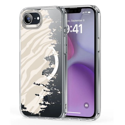 Husa pentru iphone 16e, atasare magnetica, magsafe, pattern skin 10, clear foto