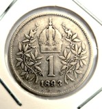 Austria Imperiu 1 Coroana 1893 km # 2804 moneda argint AG