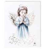 Icoana Inger pazitor 10x14 cm, bleu cu foita de argint