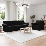 vidaXL Set de canapea 2 pcs Negru 245 x 82 x 80 cm țesătură 3407620