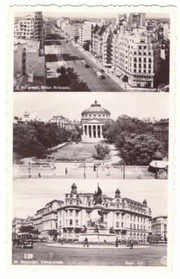 2333 - BUCURESTI, tramway, old car, Atheneum - old postcard, real Photo - unused foto