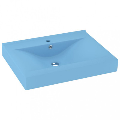 Chiuvetă baie lux, orificiu robinet, bleu mat 60x46 cm ceramică foto