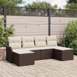 VidaXL Set de canapele pentru grădină cu pernă 6 pcs Maro Rattan poli