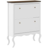 HOMCOM Șifonier &Icirc;ngust cu 2 Sertare Abatibile Rafturi Reglabile pentru 16 Perechi de Pantofi 84x29x109 cm Alb | Aosom Romania