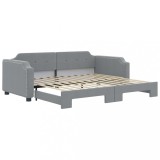 Cumpara ieftin Pat de zi cu extensie, gri deschis, 100x200 cm, textil