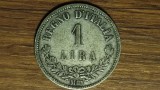 Italia - moneda colectie an unic de batere argint 835 - 1 lira 1863 MBN - Victor Emmanuel II - foarte frumoasa !