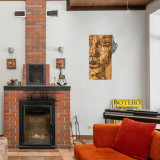 Decoratiune de perete, Nazo, lemn/metal, 37 x 58 cm, negru/maro, Enzo