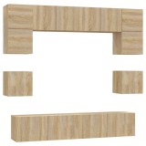 Cumpara ieftin Set dulap TV, 8 piese, stejar sonoma, lemn prelucrat