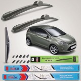 Cumpara ieftin Ștergătoare Parbriz Teamcar Set Complet Ford Fiesta VI (2008-2012) - 650mm/380mm/300mm, Push-Button 19mm, Negru, Nou