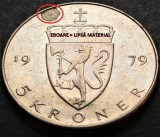 Cumpara ieftin Moneda 5 COROANE / KRONER - NORVEGIA, anul 1979 *cod 3329 - EROARE, Europa