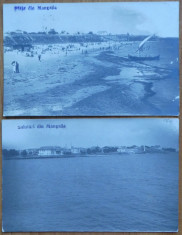 4 carti postale , Mangalia , plaja si portul , interbelice foto