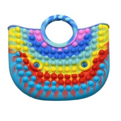 Jucarie Antistres din silicon Flippy, Pop It Now And Flip It, Geanta mare, 28 cm, Multicolor, Model 2 foto