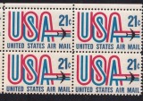 SUA 1971 - Posta Aeriana, avion, 21c, bloc de 4 neuzat