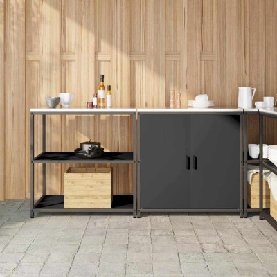 vidaXL Set de depozitare pentru bucătărie 2 pcs Negru 180 x 50 x 92 cm 3392652 foto