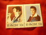 Pereche St. Vincent 1985 Elvis Priestley 2 val de 10C, Nestampilat