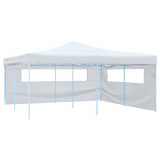 VidaXL Pavilion pliabil cu 2 pereți laterali, alb, 5 x 5 m