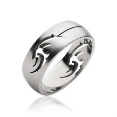 Inel din oțel inoxidabil - ornament TRIBAL - Marime inel: 69