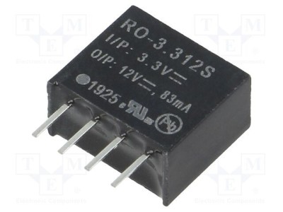 Convertor DC/DC 1W RECOM - Intrare 2,97-3,63VDC, Ieșire 12VDC, 83mA foto