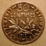 Moneda Franta 50 Centimes 1912 Argint 0.835, KM# 854
