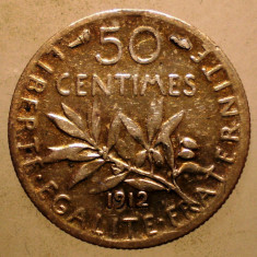 7.516 FRANTA 50 CENTIMES 1912 ARGINT
