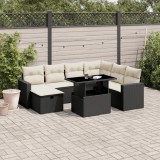 Cumpara ieftin Gossi set mobilier de gradina cu perne, 8 piese, negru, poliratan