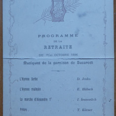 Programul Fanfarei Militare a Garnizoanei Bucuresti , Octombrie 1896