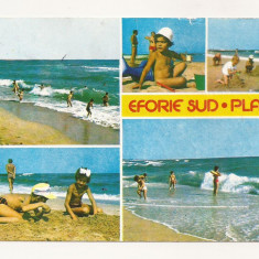 RF3 -Carte Postala- Eforie Sud, Plaja, circulata 1990