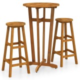 Set mobilier de bar, 3 piese, lemn masiv de acacia