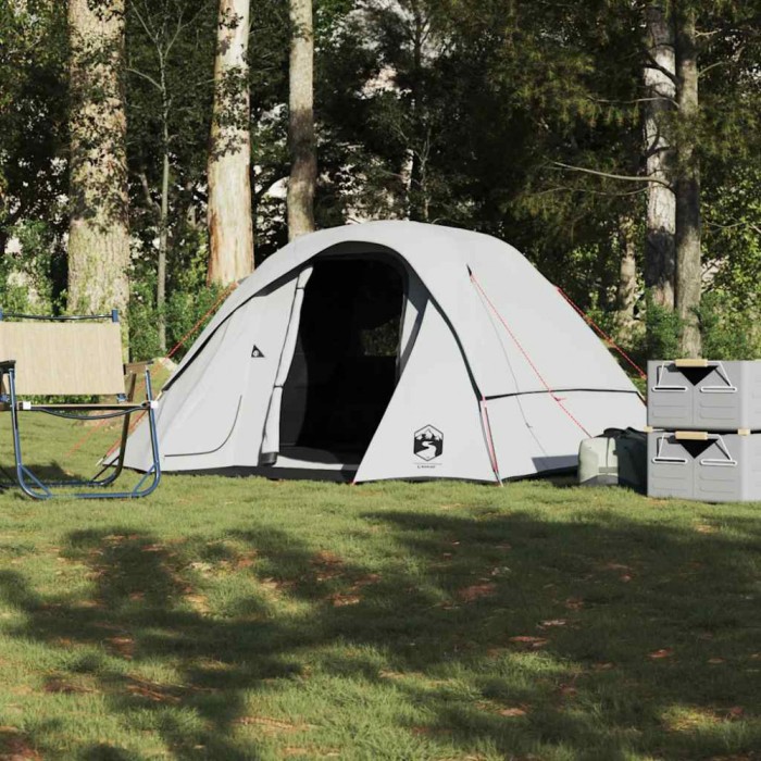 Cabină cort camping 4 persoane alb, țesătură opacă, impermeabil