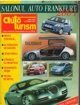 C10313 - REVISTA AUTOTURISM OCTOMBRIE 2001, FORD FIESTA, TALISMAN, BMW, JAGUAR foto