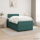 Cumpara ieftin Pat boxspring cu saltea Verde inchis 120 x 190 cm Catifea