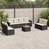 Cumpara ieftin Gossi set mobilier de gradina cu perne, 9 piese, negru, poliratan