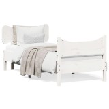 Cumpara ieftin Cadru de pat fara saltea, alb, 75x190 cm, lemn masiv de pin