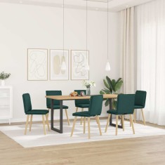 vidaXL Scaune de bucătărie, 6 buc., verde &icirc;nchis, material textil
