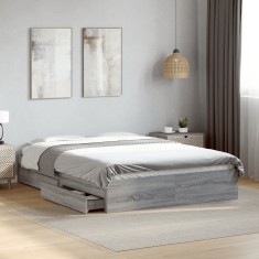 vidaXL Cadru de pat cu sertare gri sonoma 120x190 cm lemn prelucrat 3280704