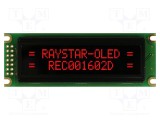 Afișaj OLED alfanumeric 16x2 RAYSTAR OPTRONICS 85x30x10mm roșu PIN 14