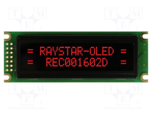 Afișaj OLED alfanumeric 16x2 RAYSTAR OPTRONICS 85x30x10mm roșu PIN 14