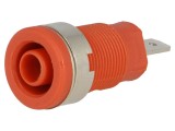 Soclu banană 4mm 24A 1kV roșu nichelat pe panou