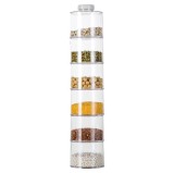 Cumpara ieftin Carusel condimente cu 6 recipiente transparente,Spice Tower