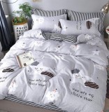 Cumpara ieftin Lenjerie Pat Brittany Fx022, Bumbac, 4 Piese, Fara Elastic, Alb, Gri