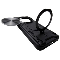 Husa spate TPU si policarbonat negru, inel si protectie camera, pentru Honor Magic6 Pro foto